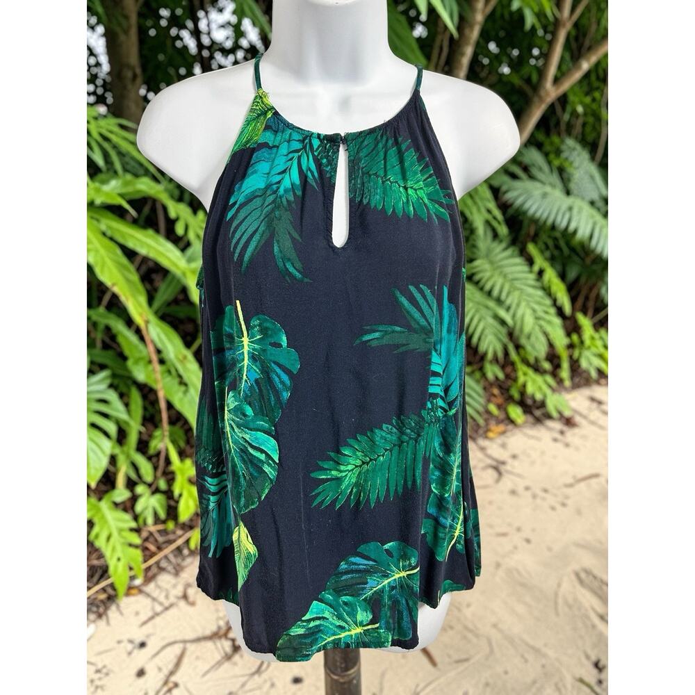 Old Navy Tropical Blouse Sz Small Sleeveless Keyhole Neckline Loose Summer Top